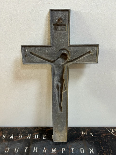 Antique French Crucifix wall art  - metal