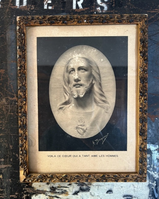 Antique French Jesus Religious wall art - SOLD -