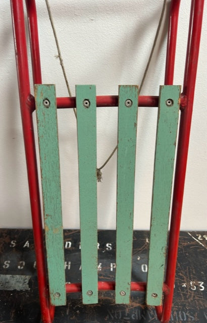 Cool English Vintage Snow Sledge in Red + Green