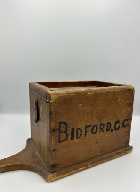 Old English Church " BIDFORD C C " Collection wooden box with handle ! - SOLD -