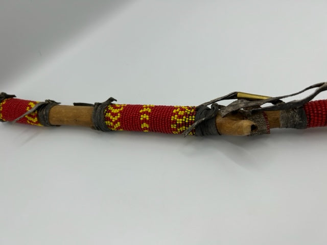 Vintage Native American Ceremonial Stick with decorative feathers + Beaded Design - SOLD -