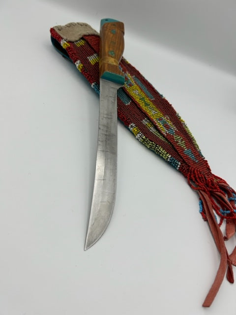 Vintage Native American Beaded Knife + Scabbard with updated Knife - SOLD -