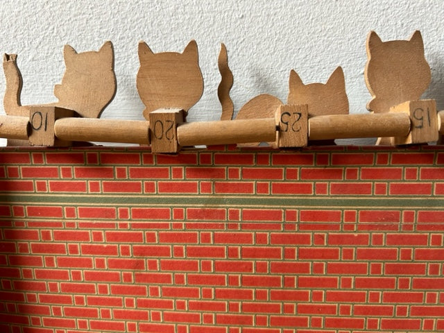 English Vintage Black Cat 1950'S Toy - Cat's on Brick Cardboard /  - collectable - SOLD -