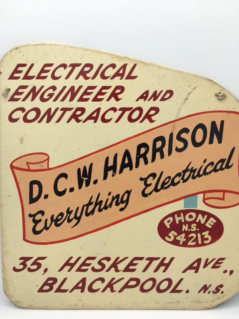 Original British TRADERS sign “ D C W Harrison Blackpool “ wall Art. Hand painted - SOLD -