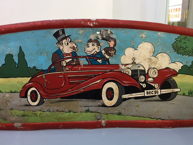 Vintage European metal panel painting circa 1936 - 1940 Mercedes - Benz 540k S O L D